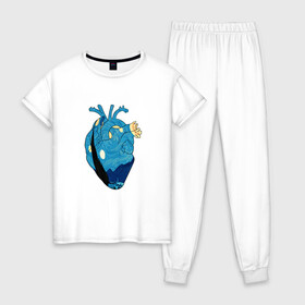 Женская пижама хлопок с принтом Сердце художника , 100% хлопок | брюки и футболка прямого кроя, без карманов, на брюках мягкая резинка на поясе и по низу штанин | heart | van gogh | абстракция | ван гог | живопись | звездная ночь | искусство | картина | краски | медицина | органы | рисунок | сердечко | сердце | текстуры | художник
