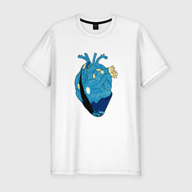 Мужская футболка хлопок Slim с принтом Сердце художника , 92% хлопок, 8% лайкра | приталенный силуэт, круглый вырез ворота, длина до линии бедра, короткий рукав | heart | van gogh | абстракция | ван гог | живопись | звездная ночь | искусство | картина | краски | медицина | органы | рисунок | сердечко | сердце | текстуры | художник