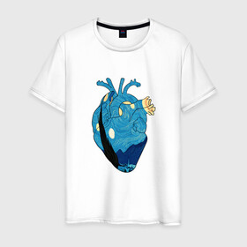 Мужская футболка хлопок с принтом Сердце художника , 100% хлопок | прямой крой, круглый вырез горловины, длина до линии бедер, слегка спущенное плечо. | heart | van gogh | абстракция | ван гог | живопись | звездная ночь | искусство | картина | краски | медицина | органы | рисунок | сердечко | сердце | текстуры | художник