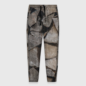 Мужские брюки 3D с принтом ДРОВА , 100% полиэстер | манжеты по низу, эластичный пояс регулируется шнурком, по бокам два кармана без застежек, внутренняя часть кармана из мелкой сетки | деревня | дерево | дрова | палено