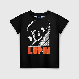 Детская футболка 3D с принтом Lupin - Сериал Люпен , 100% гипоаллергенный полиэфир | прямой крой, круглый вырез горловины, длина до линии бедер, чуть спущенное плечо, ткань немного тянется | lupin | netflix | детектив | логотип | люпен | люпин | люпэн | мужской | нетфликс | омар си | подарок | портрет | сериал | черный
