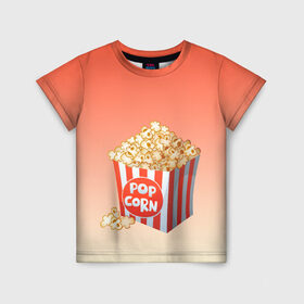 Детская футболка 3D с принтом попкорн рисунок , 100% гипоаллергенный полиэфир | прямой крой, круглый вырез горловины, длина до линии бедер, чуть спущенное плечо, ткань немного тянется | вкусняшка | воздушная кукуруза | еда | кино | кинопросмотр | киносеанс | кинотеатр | попкорн