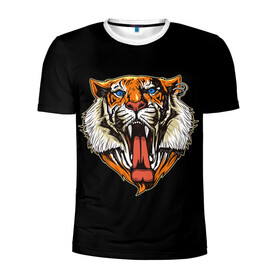 Мужская футболка 3D спортивная с принтом ТИГР Рык , 100% полиэстер с улучшенными характеристиками | приталенный силуэт, круглая горловина, широкие плечи, сужается к линии бедра | animal | beast | cat | cute | fluffy | hunter | lion | lion cub | lion king | mane | predator | red | tail | tiger | yellow | большая кошка | голова тигра | грива | животное | зверь | король лев | кот | милый | охотник | пушистый | тигр | тиг