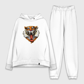 Женский костюм хлопок Oversize с принтом Tiger Face ,  |  | animal | beast | cat | cute | fluffy | hunter | lion | lion cub | lion king | mane | predator | red | tail | tiger | yellow | большая кошка | голова тигра | грива | животное | зверь | король лев | кот | милый | охотник | пушистый | тигр | тиг