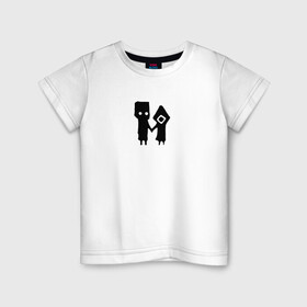 Детская футболка хлопок с принтом LITTLE NIGHTMARES 2 , 100% хлопок | круглый вырез горловины, полуприлегающий силуэт, длина до линии бедер | little nightmares 2 | два человека | держатся за руки | игры