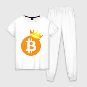 Женская пижама хлопок с принтом BITCOIN KING | БИТКОИН  (Z) , 100% хлопок | брюки и футболка прямого кроя, без карманов, на брюках мягкая резинка на поясе и по низу штанин | binance coin | bitcoin | blockchain | btc | cardano | crypto | ethereum | litecoin | polkadot | tether | xrp | биткоин | блокчейн | валюта | деньги | криптовалюта | майнер | майнинг | цифровая валюта | цифровое золото | эфир