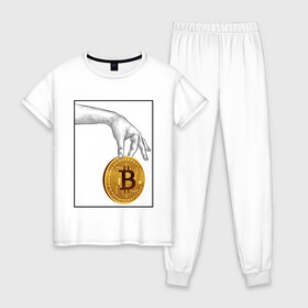 Женская пижама хлопок с принтом BITCOIN CRYPTOCURRENCE (Z) , 100% хлопок | брюки и футболка прямого кроя, без карманов, на брюках мягкая резинка на поясе и по низу штанин | binance coin | bitcoin | blockchain | btc | cardano | crypto | ethereum | litecoin | polkadot | tether | xrp | биткоин | блокчейн | валюта | деньги | криптовалюта | майнер | майнинг | цифровая валюта | цифровое золото | эфир
