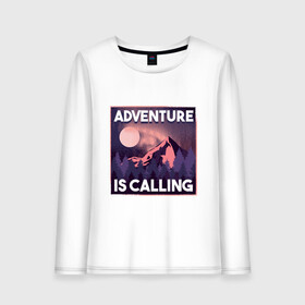 Женский лонгслив хлопок с принтом Adventure is calling , 100% хлопок |  | forest | landscape | moon | mountain | mountains | nature | northern lights | polar lights | гора | горы | ели | ель | лес | луна | лучше гор могут быть только горы | пейзаж | приключение | приключения | природа | северное сияние | сосна | с