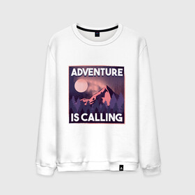 Мужской свитшот хлопок с принтом Adventure is calling , 100% хлопок |  | forest | landscape | moon | mountain | mountains | nature | northern lights | polar lights | гора | горы | ели | ель | лес | луна | лучше гор могут быть только горы | пейзаж | приключение | приключения | природа | северное сияние | сосна | с