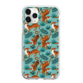 Чехол для iPhone 11 Pro матовый с принтом Рычащие Тигры Паттерн , Силикон |  | Тематика изображения на принте: black | cat | chill | relax | tiger | животные | коралловый | кот | кошки | лев | леопарды | отдых | паттерн | полосатый | полосы | растения | тигры | узор | цветы