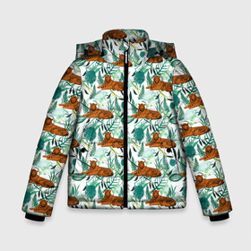 Зимняя куртка для мальчиков 3D с принтом Цветы и Тигр Паттерн , ткань верха — 100% полиэстер; подклад — 100% полиэстер, утеплитель — 100% полиэстер | длина ниже бедра, удлиненная спинка, воротник стойка и отстегивающийся капюшон. Есть боковые карманы с листочкой на кнопках, утяжки по низу изделия и внутренний карман на молнии. 

Предусмотрены светоотражающий принт на спинке, радужный светоотражающий элемент на пуллере молнии и на резинке для утяжки | Тематика изображения на принте: black | cat | chill | relax | tiger | животные | коралловый | кот | кошки | лев | леопарды | отдых | паттерн | полосатый | полосы | растения | тигры | узор | цветы