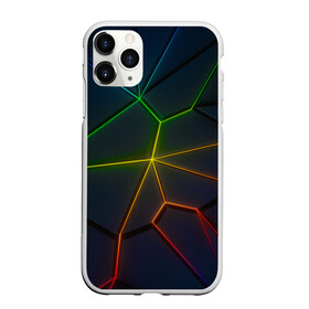 Чехол для iPhone 11 Pro Max матовый с принтом НЕОНОВЫЕ ПЛИТЫ | 3D ПЛИТЫ , Силикон |  | 3d | 3д | abstraction | neon | steel | абстракция | взрыв | неон | неоновые | плиты | разлом | соты | стекло | стеклянный