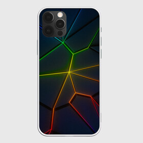 Чехол для iPhone 12 Pro Max с принтом НЕОНОВЫЕ ПЛИТЫ | 3D ПЛИТЫ , Силикон |  | Тематика изображения на принте: 3d | 3д | abstraction | neon | steel | абстракция | взрыв | неон | неоновые | плиты | разлом | соты | стекло | стеклянный