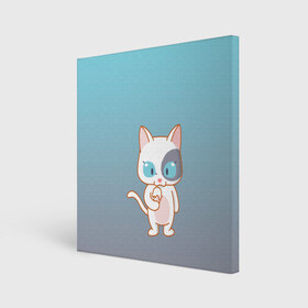 Холст квадратный с принтом кот с мороженкой , 100% ПВХ |  | голубые глаза | кот | котенок | котик | кошак | мороженка | мороженко | мороженое | прямоходячий | рисунок | рожок