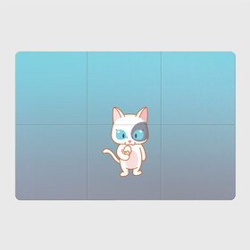 Магнитный плакат 3Х2 с принтом кот с мороженкой , Полимерный материал с магнитным слоем | 6 деталей размером 9*9 см | голубые глаза | кот | котенок | котик | кошак | мороженка | мороженко | мороженое | прямоходячий | рисунок | рожок