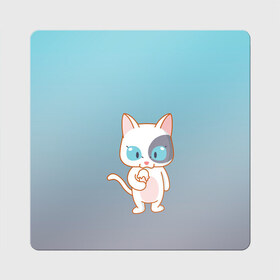 Магнит виниловый Квадрат с принтом кот с мороженкой , полимерный материал с магнитным слоем | размер 9*9 см, закругленные углы | голубые глаза | кот | котенок | котик | кошак | мороженка | мороженко | мороженое | прямоходячий | рисунок | рожок
