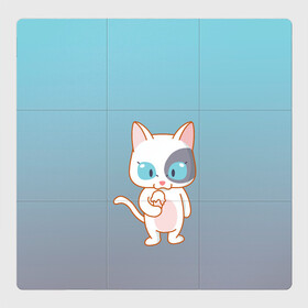 Магнитный плакат 3Х3 с принтом кот с мороженкой , Полимерный материал с магнитным слоем | 9 деталей размером 9*9 см | голубые глаза | кот | котенок | котик | кошак | мороженка | мороженко | мороженое | прямоходячий | рисунок | рожок