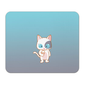 Коврик для мышки прямоугольный с принтом кот с мороженкой , натуральный каучук | размер 230 х 185 мм; запечатка лицевой стороны | голубые глаза | кот | котенок | котик | кошак | мороженка | мороженко | мороженое | прямоходячий | рисунок | рожок