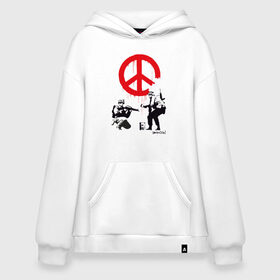 Худи SuperOversize хлопок с принтом Make peace no war | Banksy , 70% хлопок, 30% полиэстер, мягкий начес внутри | карман-кенгуру, эластичная резинка на манжетах и по нижней кромке, двухслойный капюшон
 | Тематика изображения на принте: art | banksy | street art | арт | бэнкси | граффити | со смыслом | сосмыслом | стритарт