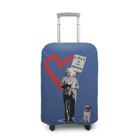 Чехол для чемодана 3D с принтом Любовь это ответ | Banksy , 86% полиэфир, 14% спандекс | двустороннее нанесение принта, прорези для ручек и колес | art | banksy | street art | арт | бэнкси | граффити | со смыслом | сосмыслом | стритарт