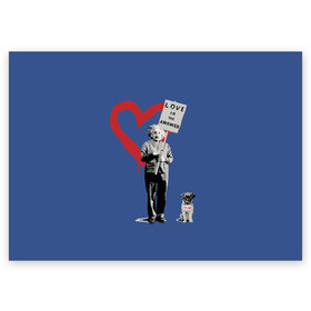 Поздравительная открытка с принтом Любовь это ответ | Banksy , 100% бумага | плотность бумаги 280 г/м2, матовая, на обратной стороне линовка и место для марки
 | art | banksy | street art | арт | бэнкси | граффити | со смыслом | сосмыслом | стритарт