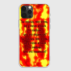 Чехол для iPhone 12 Pro Max с принтом Ты горишь как огонь , Силикон |  | slava marlow | огонь | песня | слова | слова песни | типография