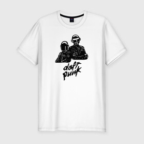 Мужская футболка хлопок Slim с принтом Daft Punk , 92% хлопок, 8% лайкра | приталенный силуэт, круглый вырез ворота, длина до линии бедра, короткий рукав | Тематика изображения на принте: daft punk | electro music | electronic | дафт панк | диско | музыка | ретро | хаус | электро | электроника