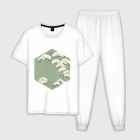 Мужская пижама хлопок с принтом Японский минимализм , 100% хлопок | брюки и футболка прямого кроя, без карманов, на брюках мягкая резинка на поясе и по низу штанин
 | абстракция | азиатский | арт | минимализм | пейзаж | природа | рисунок | хипстер | японский