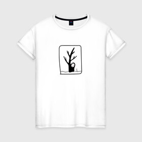 Женская футболка хлопок с принтом Безликий за деревом , 100% хлопок | прямой крой, круглый вырез горловины, длина до линии бедер, слегка спущенное плечо | anime | аниме | безликий | каонаси | мультфильм | персонаж | унесенные призраками