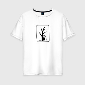Женская футболка хлопок Oversize с принтом Безликий за деревом , 100% хлопок | свободный крой, круглый ворот, спущенный рукав, длина до линии бедер
 | anime | аниме | безликий | каонаси | мультфильм | персонаж | унесенные призраками