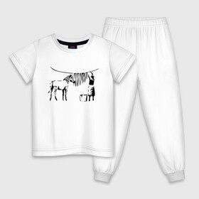Детская пижама хлопок с принтом Зебра Banksy , 100% хлопок |  брюки и футболка прямого кроя, без карманов, на брюках мягкая резинка на поясе и по низу штанин
 | art | banksy | street art | арт | бэнкси | граффити | со смыслом | сосмыслом | стритарт