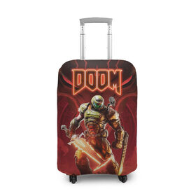 Чехол для чемодана 3D с принтом Doom | Думгай , 86% полиэфир, 14% спандекс | двустороннее нанесение принта, прорези для ручек и колес | doom | doom slayer | doomguy | hell walker | the doom slayer | дум | думгай | палач рока