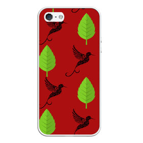 Чехол для iPhone 5/5S матовый с принтом Птица и листочек , Силикон | Область печати: задняя сторона чехла, без боковых панелей | арт | животные | летать | лист | питца
