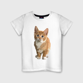 Детская футболка хлопок с принтом Котик , 100% хлопок | круглый вырез горловины, полуприлегающий силуэт, длина до линии бедер | Тематика изображения на принте: cat | кот | котенок | котэ | рыжий котик