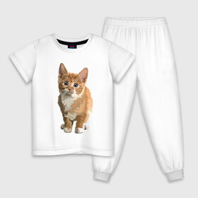 Детская пижама хлопок с принтом Котик , 100% хлопок |  брюки и футболка прямого кроя, без карманов, на брюках мягкая резинка на поясе и по низу штанин
 | cat | кот | котенок | котэ | рыжий котик