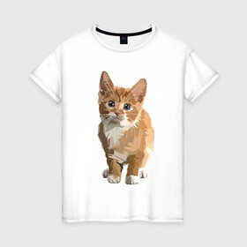 Женская футболка хлопок с принтом Котик , 100% хлопок | прямой крой, круглый вырез горловины, длина до линии бедер, слегка спущенное плечо | cat | кот | котенок | котэ | рыжий котик