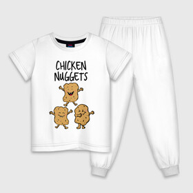 Детская пижама хлопок с принтом Веселые наггетсы , 100% хлопок |  брюки и футболка прямого кроя, без карманов, на брюках мягкая резинка на поясе и по низу штанин
 | chicken nuggets | еда | живая еда | наггетсы | чикен наггетс