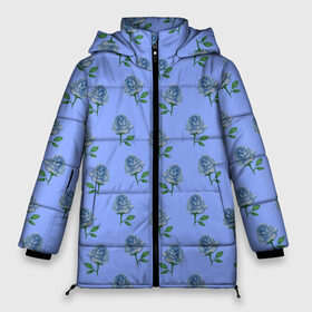 Женская зимняя куртка Oversize с принтом Розы на голубом фоне , верх — 100% полиэстер; подкладка — 100% полиэстер; утеплитель — 100% полиэстер | длина ниже бедра, силуэт Оверсайз. Есть воротник-стойка, отстегивающийся капюшон и ветрозащитная планка. 

Боковые карманы с листочкой на кнопках и внутренний карман на молнии | 8 марта | flowers | march 8 | spring | ботаническая иллюстрация | весна | день рождения | зеленый | лето | любовь | праздник | принт | природа | растения | розы | цветы