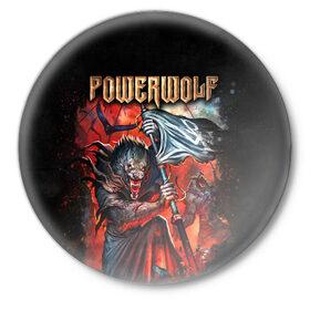 Значок с принтом Powerwolf ,  металл | круглая форма, металлическая застежка в виде булавки | Тематика изображения на принте: heavy metal | metal | powerwolf | группы | метал | музыка | пауэр метал | рок | хеви метал