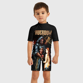 Детский купальный костюм 3D с принтом Powerwolf , Полиэстер 85%, Спандекс 15% | застежка на молнии на спине | heavy metal | metal | powerwolf | группы | метал | музыка | пауэр метал | рок | хеви метал