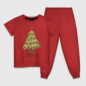 Детская пижама хлопок с принтом Avocado Christmas Tree , 100% хлопок |  брюки и футболка прямого кроя, без карманов, на брюках мягкая резинка на поясе и по низу штанин
 | Тематика изображения на принте: claus | cute | nature | new year | santa | tree | авокадо | адвокадо | дед мороз | дед отмороз | ёлка | ель | из авокадо | колпак | косточка | милота | милые авокадо | новый год | прикол | природа | рождественское дерево
