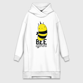 Платье-худи хлопок с принтом Be Different   Прикол с пчелой ,  |  | art | bee | cute | hornet | lettering | pun | retro | vintage | wasp | арт | будь другим | будь разным | винтаж | все разные | выделяйся | игра слов | иллюстрация | каламбур | леттеринг | насекомое | оса | отличайся | пчела | пчелка