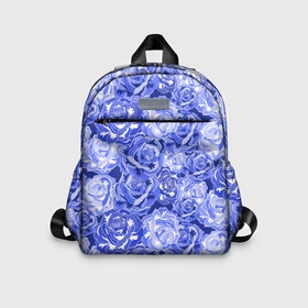 Детский рюкзак 3D с принтом Голубые и синие розы , 100% полиэстер | лямки с регулируемой длиной, сверху петелька, чтобы рюкзак можно было повесить на вешалку. Основное отделение закрывается на молнию, как и внешний карман. Внутри дополнительный карман. По бокам два дополнительных кармашка | Тематика изображения на принте: blue | flora | floral | flower | flowers | romantic | rose | roses | violet | букет роз | букет цветов | бутон | бутоны | день женщин | для девушек | для женщин | женский день | праздник | роза | романтика | садовая роза | флора