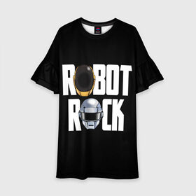 Детское платье 3D с принтом Robot Rock , 100% полиэстер | прямой силуэт, чуть расширенный к низу. Круглая горловина, на рукавах — воланы | cyberpunk | daft | daftpunk | electronic | get | guy | guy manuel | human | lucky | music | punk | robot | rock | thomas | дафт | дафтпанк | киберпанк | музыка | ню диско | панк | робот | рок | техно | томас | электро | электроник рок