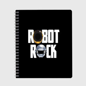 Тетрадь с принтом Robot Rock , 100% бумага | 48 листов, плотность листов — 60 г/м2, плотность картонной обложки — 250 г/м2. Листы скреплены сбоку удобной пружинной спиралью. Уголки страниц и обложки скругленные. Цвет линий — светло-серый
 | Тематика изображения на принте: cyberpunk | daft | daftpunk | electronic | get | guy | guy manuel | human | lucky | music | punk | robot | rock | thomas | дафт | дафтпанк | киберпанк | музыка | ню диско | панк | робот | рок | техно | томас | электро | электроник рок