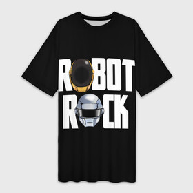 Платье-футболка 3D с принтом Robot Rock ,  |  | cyberpunk | daft | daftpunk | electronic | get | guy | guy manuel | human | lucky | music | punk | robot | rock | thomas | дафт | дафтпанк | киберпанк | музыка | ню диско | панк | робот | рок | техно | томас | электро | электроник рок