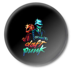 Значок с принтом Daft Punk ,  металл | круглая форма, металлическая застежка в виде булавки | Тематика изображения на принте: cyberpunk | daft | daftpunk | electronic | get | guy | guy manuel | human | lucky | music | punk | robot | rock | thomas | дафт | дафтпанк | киберпанк | музыка | ню диско | панк | робот | рок | техно | томас | электро | электроник рок