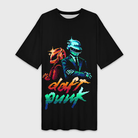 Платье-футболка 3D с принтом Daft Punk ,  |  | cyberpunk | daft | daftpunk | electronic | get | guy | guy manuel | human | lucky | music | punk | robot | rock | thomas | дафт | дафтпанк | киберпанк | музыка | ню диско | панк | робот | рок | техно | томас | электро | электроник рок