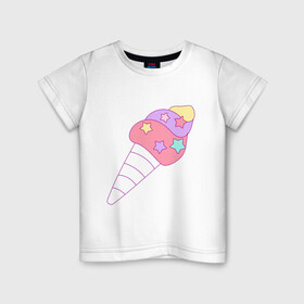 Детская футболка хлопок с принтом мороженое рожок звездочки , 100% хлопок | круглый вырез горловины, полуприлегающий силуэт, длина до линии бедер | вкусняшки | детский | еда | звездочки | мороженое | мультяшный | рожок | сладости