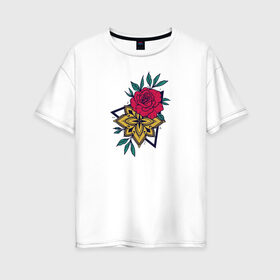 Женская футболка хлопок Oversize с принтом Flowers , 100% хлопок | свободный крой, круглый ворот, спущенный рукав, длина до линии бедер
 | flo | flowers | растения | флористика | цветение | цветы
